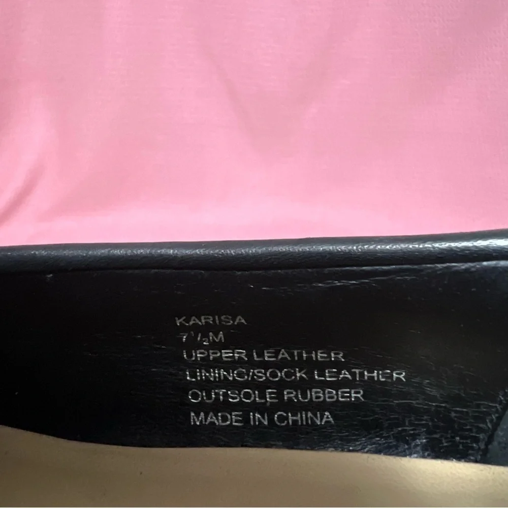 Kate Spade Karisa Black Leather Loafers, black floral/gold accent 7 1/2